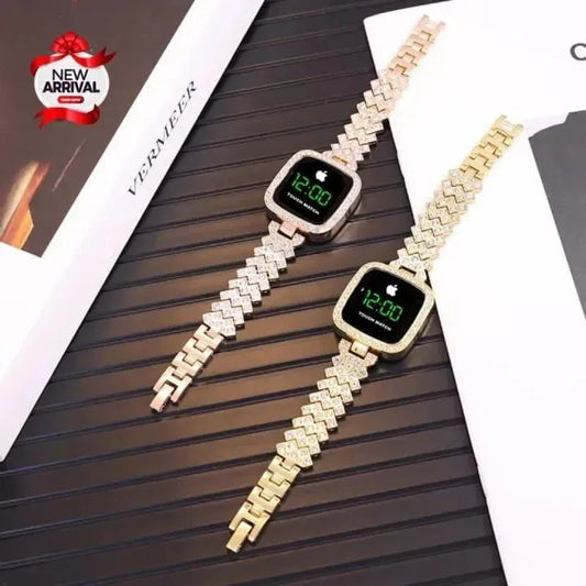 Sleek Women's Square Face Chain Strap Touch Digital Watch